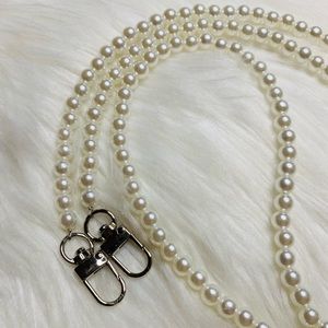 crossbody metal Chain Replacement strap silver pearl 48”
